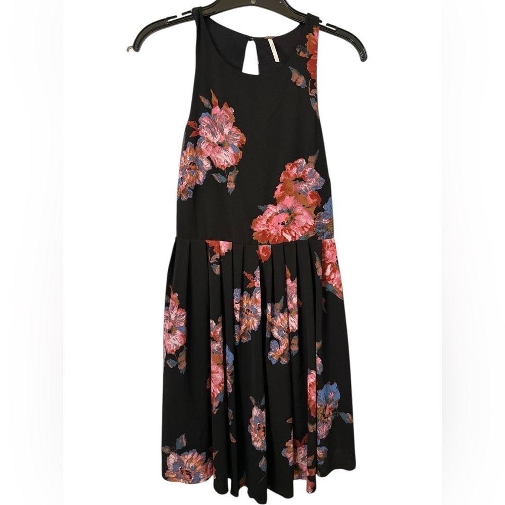Free People Flutterby Floral Print Dress Black Twilight Combo Size 4